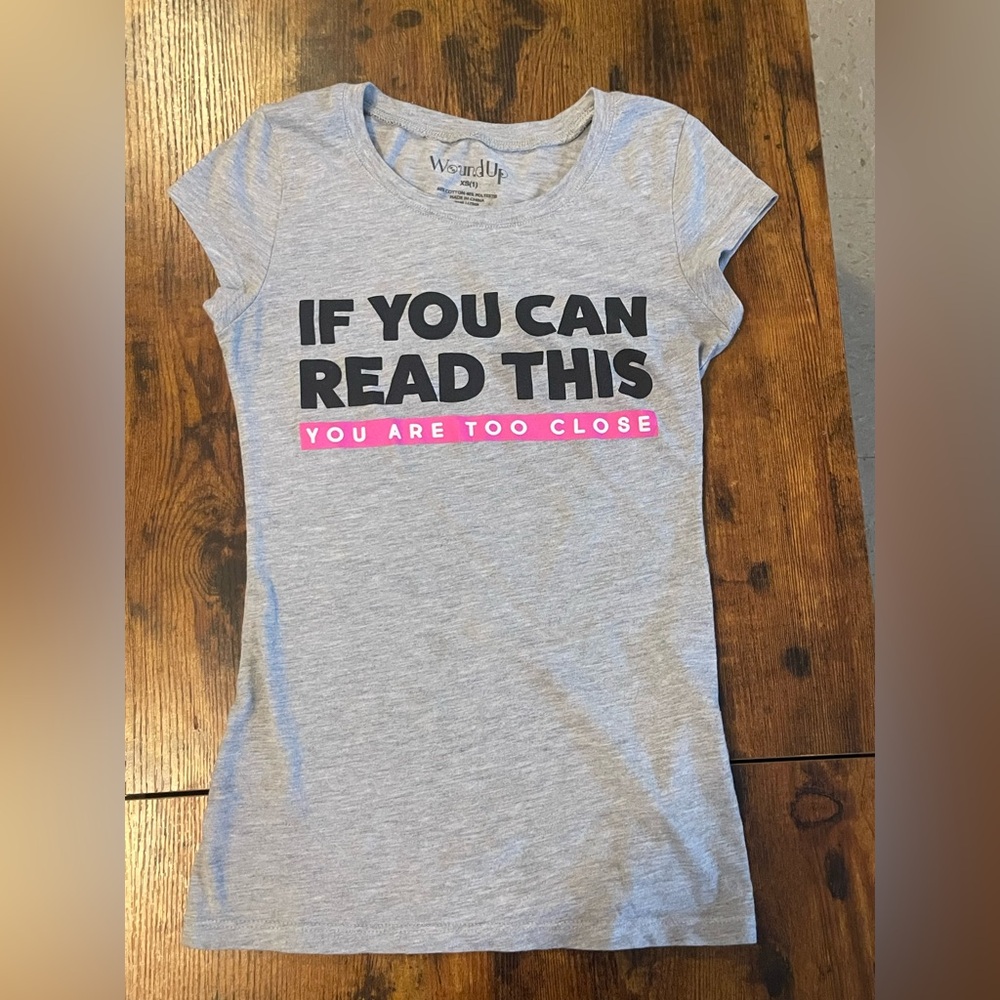 Gray Graphic Tee with Bold Text
